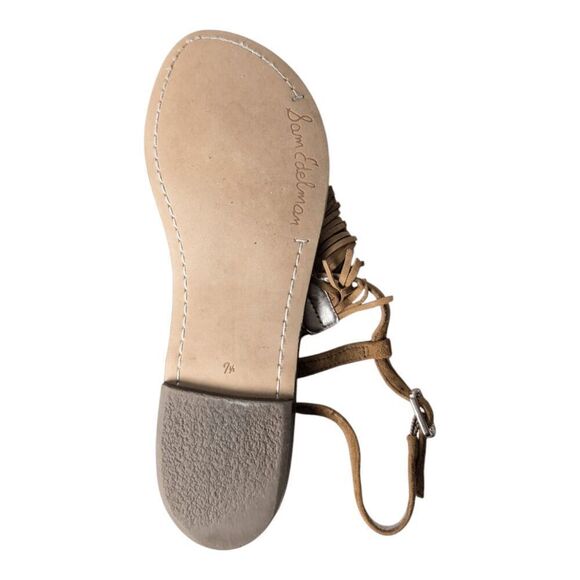 SAM EDELMAN Gela Suede Fringed T-Strap Sandal Size 7.5M - Picture 6 of 7